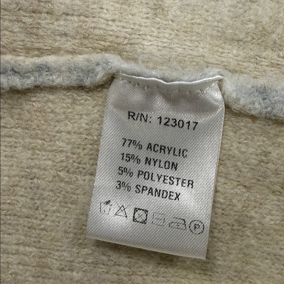 Anthropologie Maude Vivante Cozy Gray Open Cardigan Sweater Colorful Wrist Sz L - Picture 8 of 11